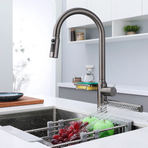 Thiết Kế Mới Cổ Điển Kéo Thác Vòi Nước Màu Đen/Chrome/Nickel Thép Không Gỉ Lạnh Nóng 360 Độ Xoay Bồn Rửa Nhà Bếp Vòi Nước - Product Image 3