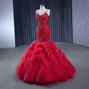 Luxury <b>Red</b> Long Mermaid Evening Dresses Party Plus Size Beaded Dinner Celebrity Prom Formal Evening Gowns Dresses Rsm231142 - Product Image 4
