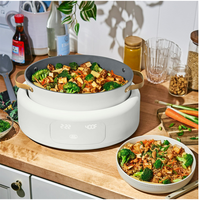 Cuisinière Électrique Multifonction Détachable, Programmable Numérique, avec Cuve Antiadhésive, Contrôle de Température et de la Durée, pour Cuisson à la Vapeur, Braisage, Simmulation de Cuisson, et Cuisson du Riz, Verre Trempé