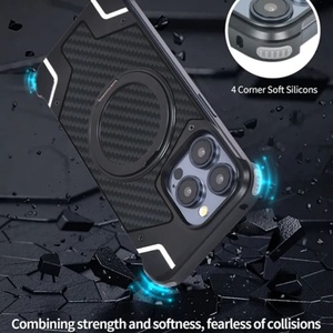 2025 New Arrivals Sang Trọng Nhôm Sợi Carbon Cho Iphone 16 Pro Trường Hợp Mạ Điện Từ Nhẫn Chủ Chống Sốc Nhiệt - Product Image 6