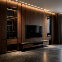 Meuble TV mural en bois sur mesure avec rangements intégrés grande capacité pour projets de salons modernes