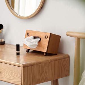 Caja de pañuelos de madera maciza de nogal, soporte independiente multiusos para almacenamiento doméstico - Product Image 1
