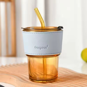 แก้วน้ำทรงกระบอก แก้วกาแฟพร้อมฝาและหลอด ขนาด 13 ออนซ์/400 มล. สีเขียว - Product Image 2