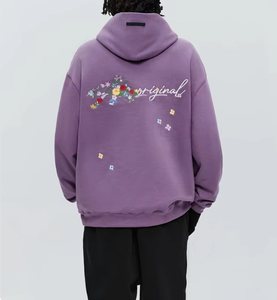 Streetlux Broche Brodé Floral Hoodie Américain Rétro Automne Lâche Casual Heavy Hoodie Hommes - Product Image 4