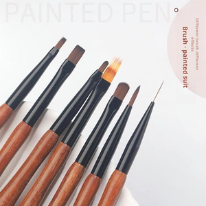 Stylo de dessin pour ongles à poignée en bois, poils en nylon, tête universelle pour salon de manucure, pinceau professionnel pour nail art - Product Image 5