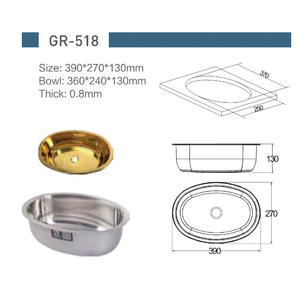 Évier de cuisine en acier inoxydable Golden GR-518 à cuve unique pour camping-cars et yachts 390*270*130mm Installation à l'avant - Product Image 4