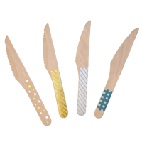 Ensemble de couverts jetables en bois de bouleau non blanchi couleur naturelle, vaisselle biodégradable pour fête sur la plage et festival
