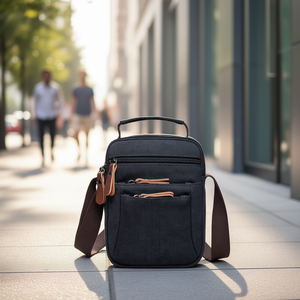 OEM ODM Men's <b>Canvas</b> <b>Crossbody</b> <b>Bag</b> 8 Inch Zipper Closure Portable Travel Outdoor Work Hiking Sports Daily Use - Product Image 2