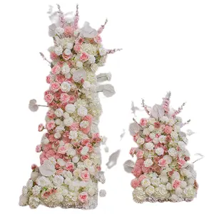 새로운 핑크 꽃 세트 제안 약혼 세트 장미 인공 꽃 아치 케이크 타워 장식 꽃