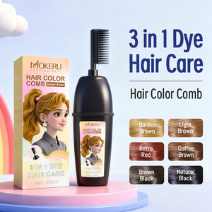 Tinte para el <span class=keywords><strong>Cabello</strong></span> Mokeru en Crema, Sin Amoníaco, a Base de Hierbas Naturales, Color Negro Marrón Oscuro Permanente para Todo Tipo de <span class=keywords><strong>Cabello</strong></span>, con Peine - Product Image 5