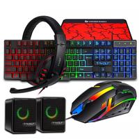 Combo clavier, souris et casque de jeu filaire T-WOLF TF850 avec rétroéclairage RVB, en matériau ABS et design confortable pour les utilisateurs d'ordinateurs
