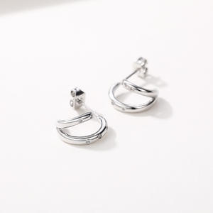 Pendientes Minimalistas de Plata 925, Chapados en Oro Blanco, Geométricos, para Uso Diario, Joyería Unisex, Pendientes Finos - Product Image 5