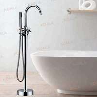 Robinet de baignoire antique en laiton chromé de haute qualité avec double poignée et bec flexible, ensemble de douche à main, cartouche céramique, pour usage hôtelier