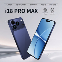 18 Pro Max 5G Téléphone avec appareil photo beauté Android 15 Écran OLED 6,9 pouces 16 Go 1 To Double SIM