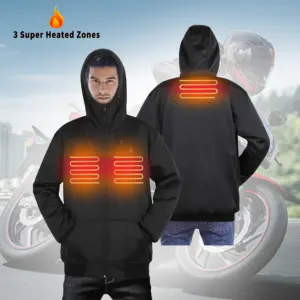 OEM Design CE Armored Fleece Motorcycle Hoodie Heated Protective Zip Jacket for Winter Cozy Coat for Motorbike Riding