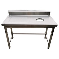 Table de travail en acier inoxydable 201/304 personnalisée, banc de travail assemblé avec trou de vidage, capacité de charge robuste de 300 kg/m pour cuisine