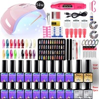 Kit d'outils de manucure professionnel complet pour débutants en salon de manucure avec base non toxique, fonction d'élimination des peaux mortes et séchage rapide