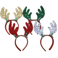 Nouveaux serre-têtes unisexes à sequins en forme de bois de cerf pour femmes, hommes et enfants – Adorables accessoires de cheveux de Noël, cadeaux de décoration de Noël