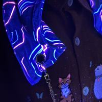 Cagoule de festival Trippy Rave, cagoule-foulard holographique réversible avec chaîne, cagoule arc-en-ciel réactive aux UV pour événements EDM