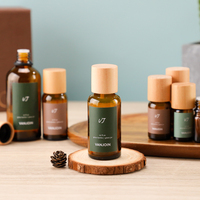 Flacon vide en verre ambré pour sérum de soin de la peau, avec logo personnalisé, pour parfum, aromathérapie, huile essentielle, avec couvercle en bambou