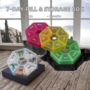 Caja de Almacenamiento Semanal de 7 Compartimentos para Pastillas Anticonceptivas, Plegable, Multifuncional, Colorida, de PP, para Viajes al Aire Libre - Product Image 2