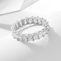 Bague de mode en argent sterling 925 avec zircone cubique taillée, style hip-hop, plaqué or, bijoux de rappeur