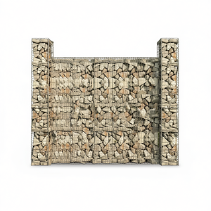 Paniers gabions en acier galvanisé, ensemble de 3 pièces, 9,8x9,8x77,6 pouces, pour aménagement paysager et terrasses - Product Image 1