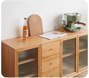 <span class=keywords><strong>Buffet</strong></span> en bois de chêne massif avec portes en verre, style moderne minimaliste, armoire de rangement pour salon et <span class=keywords><strong>salle</strong></span> à <span class=keywords><strong>manger</strong></span> - Product Image 5