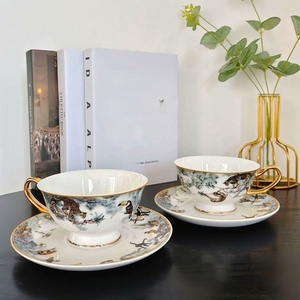 Wholesale Ceramic Gold <b>Tea</b> <b>Cup</b> <b>Set</b> with Jungle Animals Bone China Coffee <b>Cup</b> <b>Set</b> in Arabic Gift Box - Product Image 2