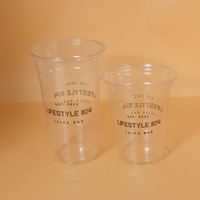 Gobelets en plastique transparent PET imprimés avec logo personnalisé, 12/14/16/18/20/24 oz, pour milkshake, smoothie, café glacé