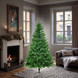 Árbol de Navidad Artificial de PVC, 1.2m, 1.5m, 1.8m, 2.1m, Verde, con Hojas Puntiagudas, para Decoración Navideña - Product Image 4