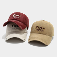 Casquette de soleil ajustable à 6 panneaux en PVC, broderie de lettres vieillie, style vintage européen et américain, pour sports de plein air, vente en gros