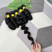 # Lot de Cheveux Humains Vierges Vietnamiens de Qualité Supérieure 12A, Noir Naturel 1B, Ondulés, Vente en Gros