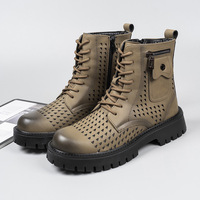 Bottes mi-mollet décontractées pour hommes en gros, respirantes, à lacets avant, doublure en maille, semelle extérieure en caoutchouc antidérapante, rehaussantes à semelle épaisse