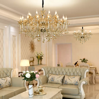 Lustre en cristal ambré de luxe européen pour villa, salon, hôtel, salle de banquet, décoration et éclairage