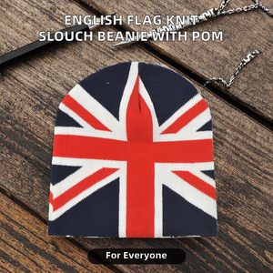 2026 Winter Embroidered English Flag Fashion Style <b>Slouch</b> <b>Beanie</b> <b>Hat</b> 100% Acrylic Bow Unisex Common Travel CUSTOM <b>BEANIES</b> - Product Image 2