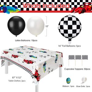 Articles de fête sur le thème des voitures de course pour l'anniversaire des garçons - Product Image 3