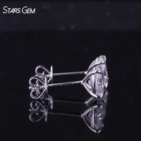 Boucles d'oreilles clous StarsGem en or massif 9K plaqué rhodium, diamants de laboratoire 0,7 ct*2 D VS taille ovale 4 griffes, classiques unisexes pour mariage et soirée