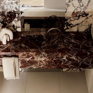 Tostone 2026 Ventes Flash : Meuble-lavabo en marbre rouge naturel Rosa Levanto pour la décoration minimaliste de la maison, du salon et du bureau - Product Image 3