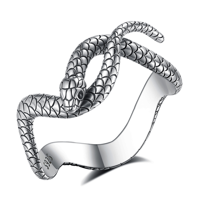 Changda Wholesale 925 Sterling Silver 18k Gold Silver Punk Goth Delicate Jewelry Man Zircon Animal Shaped Cobra Snake Rings