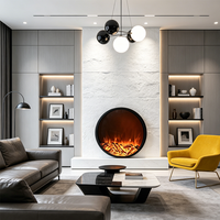 Cheminée électrique, cheminée ronde moderne en acier, poêles décoratifs à flamme simulée 3D, chauffage intérieur pour salon, villa, hôtel