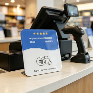 Carte de visite NFC RFID en PVC/acrylique pour commentaires sociaux, autocollant tactile pour commentaires de votre commerce (avec support adhésif), code QR - Product Image 2