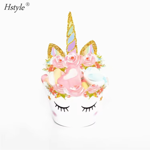 Hstyle Phổ Biến Unicorn Cupcake Toppers Và Wrappers Cup Bánh Tráng Miệng Trang Trí Nguồn Cung Cấp Pq117 Cho Trẻ Em Cô Gái Sinh Nhật Đảng - Product Image 4