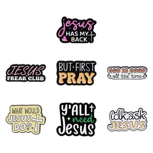Broche de aleación de zinc con diseño geométrico de Jesús/Christianity, temática creativa con significado conmemorativo en inglés, para cuello o hebilla de pañuelo de seda. - Product Image 3
