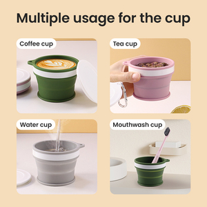 Taza de Viaje Plegable de Silicona Libre de BPA, Taza de Camping Plegable Personalizada de Fábrica, Taza Portátil a Prueba de Fugas - Product Image 6