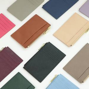 Portafogli piatti da donna con Logo personalizzato a grana incrociata in <span class=keywords><strong>pelle</strong></span> da donna portafogli e borselli da donna con carta d'identità con Zip - Product Image 1