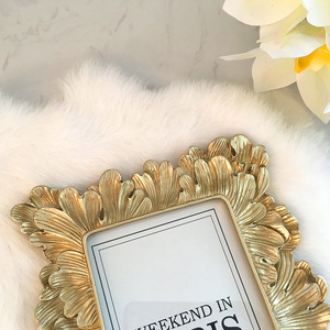 Cornice decorata oro in resina testurizzata per la visualizzazione da tavolo decorativo in vetro appeso a parete cornice per la casa Wedding decoro - Product Image 4