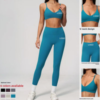 Nouvel ensemble de yoga tendance uni, taille haute, effet push-up, 2 pièces, anti-transpiration, pour activités sportives en extérieur, fitness, course et gym