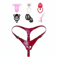 Dispositivo de Fijación Multifuncional Ajustable de Cuero para Ropa Interior, con Bloqueo de Falsa Virginidad y Ovótono Vibrador, para Uso SM