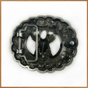 Vintage Western Gürtels chnalle oval geformte 3D geschnitzte Pflaumen blüte Hirschkopf Gürtels chnalle - Product Image 4